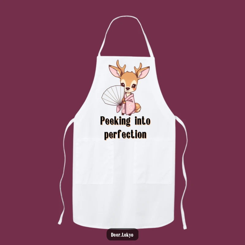 Funny Curious Deer Pastel Kimono Apron - Chef's Whimsical & Humorous Touch