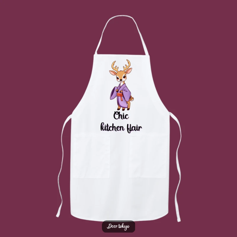 Funny Purple Kimono Deer Apron: Elegant Cooking, Stylish Kitchen Gift