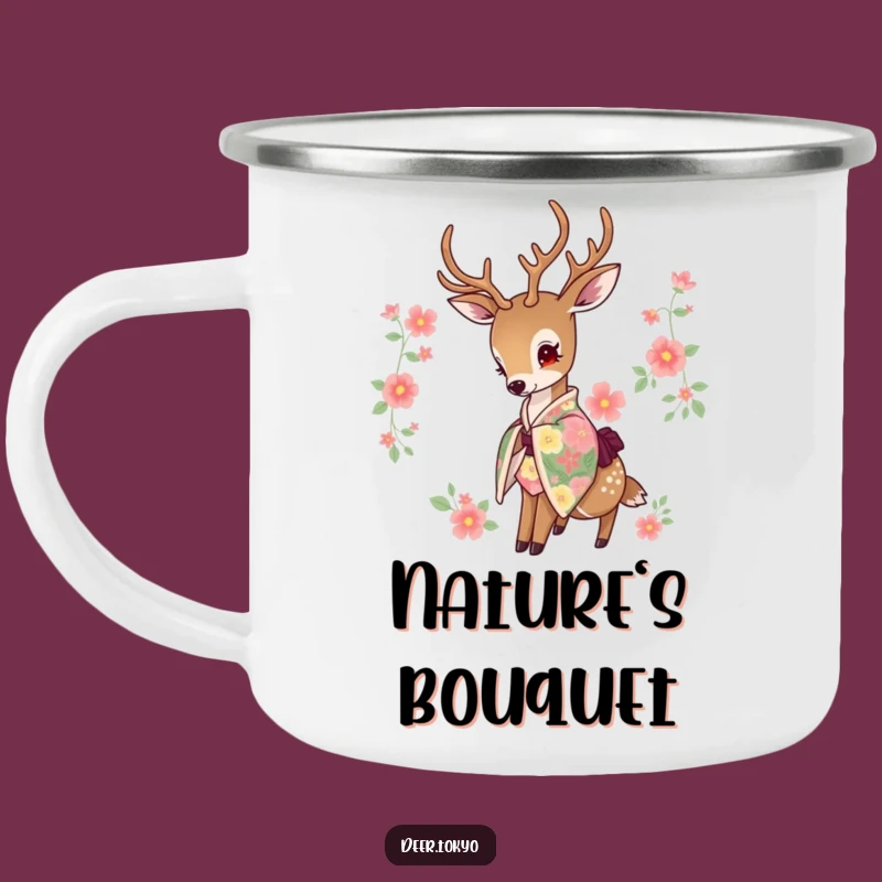 Funny Floral Kimono Deer Camping Mug: Serene Adventures with Style