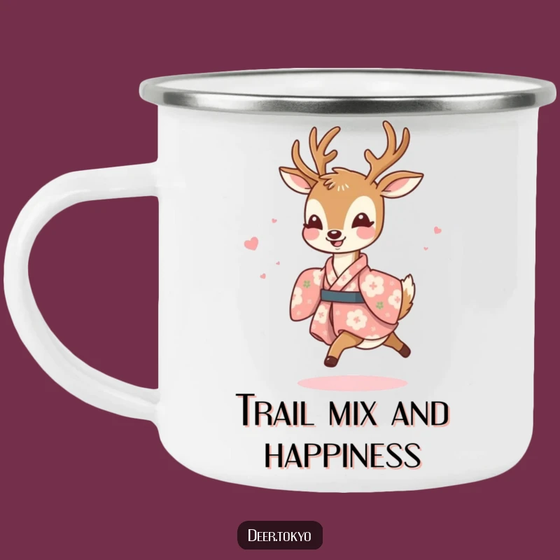 Funny Joyful Deer Floral Kimono Camping Mug - Happy Trails & Sips