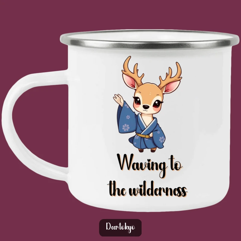 Funny Charming Deer Blue Kimono Camping Mug - Elegant Outdoor Sips