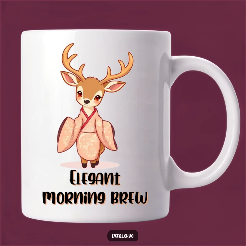 Elegant Deer Kimono Mug: Graceful Japanese Art Makes a Beautiful Gift