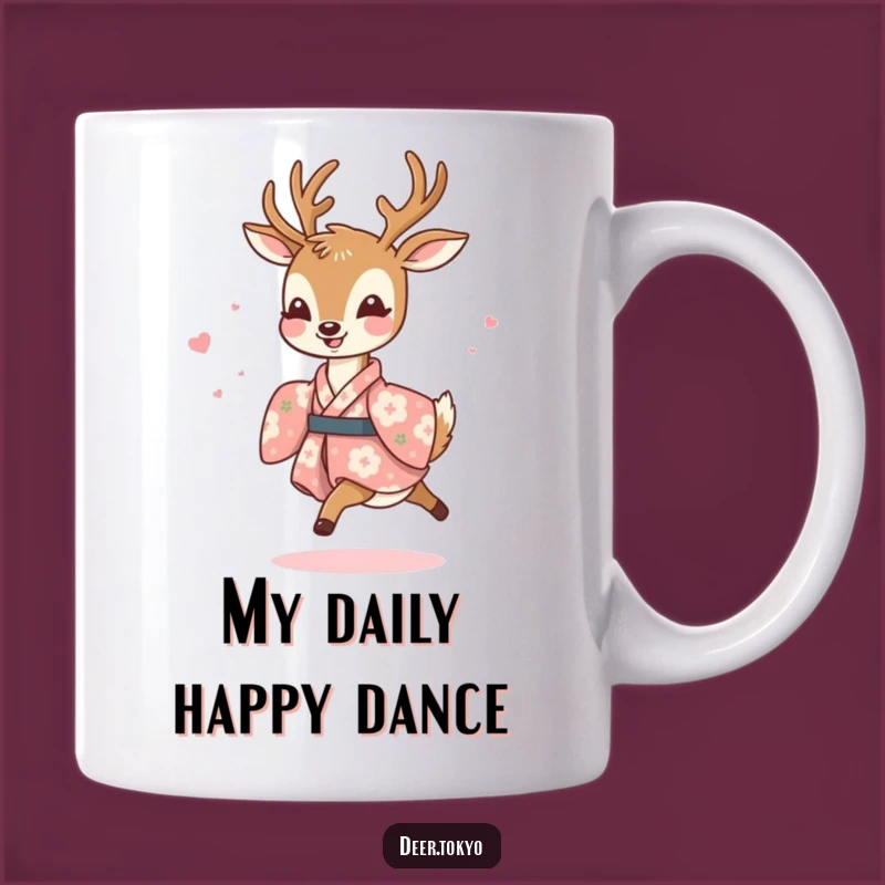 Funny Joyful Deer Floral Kimono Prancing Mug - Happy Gift Idea