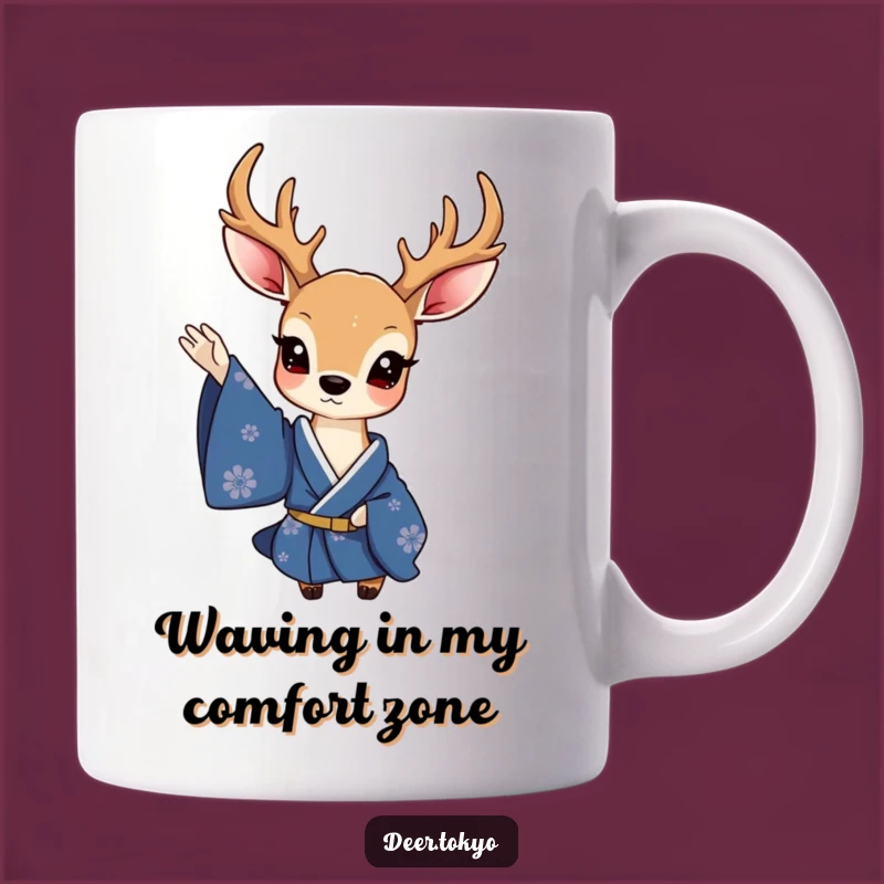 Funny Charming Deer Blue Kimono Sleeve Wave Mug - Elegant Gift