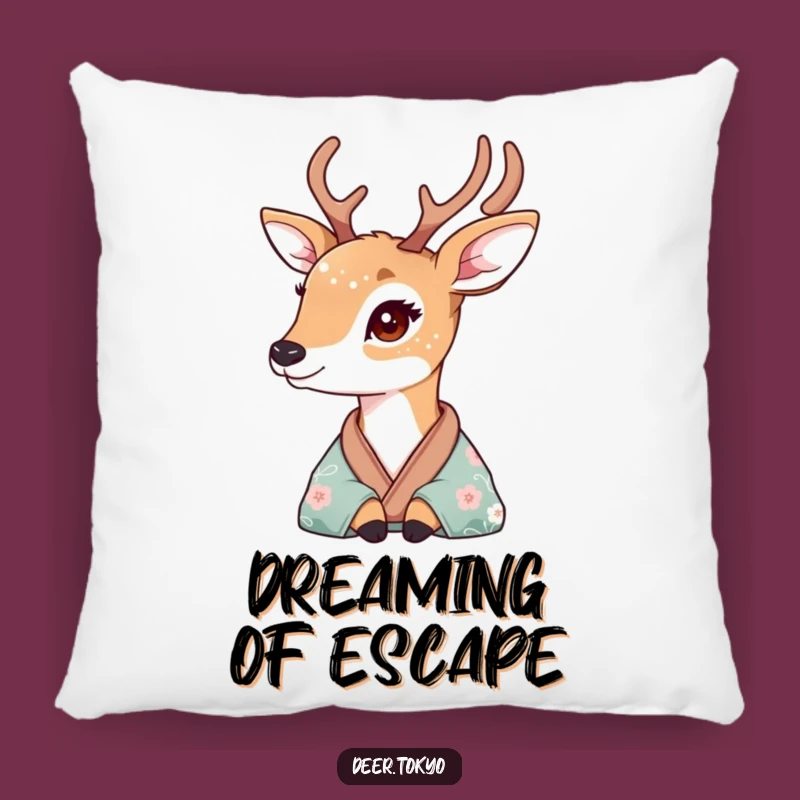 Wistful Deer Kimono Pillow: Add Gentle Elegance to Your Decor