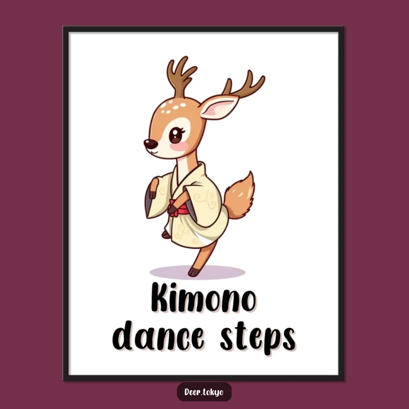 Dynamic Deer Kimono Digital Art: Instant Graceful Decor, Artistic Gift Idea