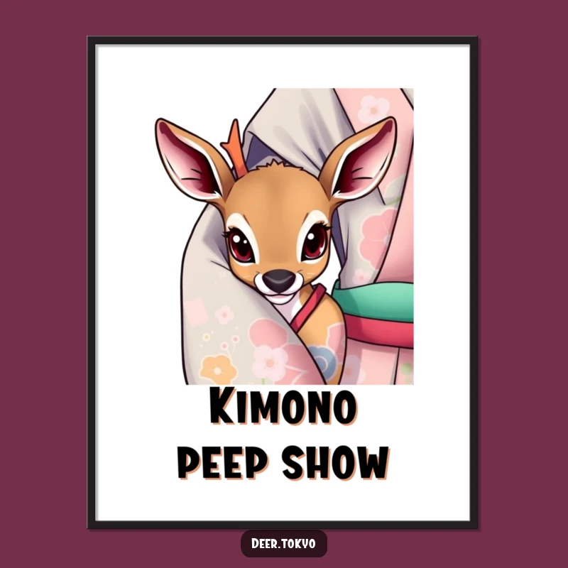 Whimsical Deer Kimono Digital Art: Instant Playful Decor, Cute Gift Idea