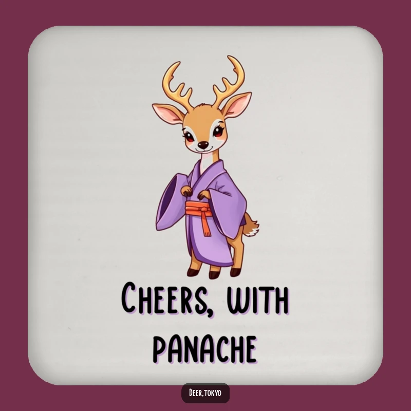 Funny Purple Kimono Deer Coaster: Elegant Surface Protection, Chic Gift