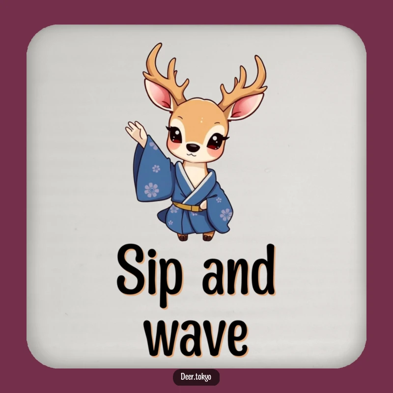 Funny Charming Deer Blue Kimono Coaster - Elegant Surface Protection