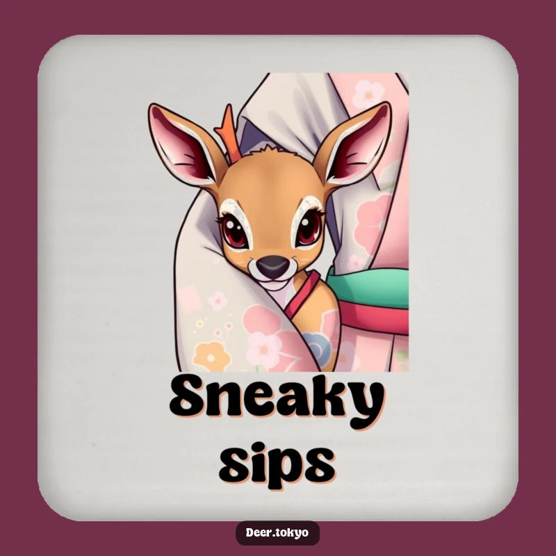Playful Deer Kimono Coasters: Protect Surfaces with Peek-a-Boo Cuteness