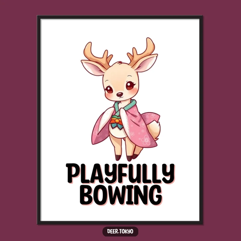 Deer Kimono Art Poster: Elegant Playfulness for Your Walls!