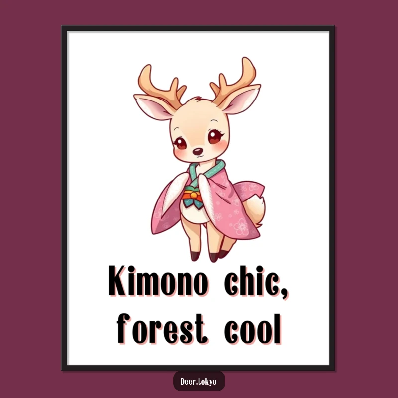 Free Printable Deer Kimono Wall Art - Elegant Downloadable Decor for a Chic Space