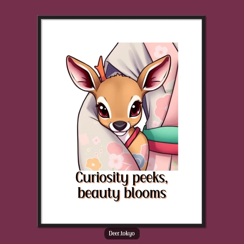 Whimsical Free Printable Wall Art: Curious Deer Peeking - Downloadable Decor