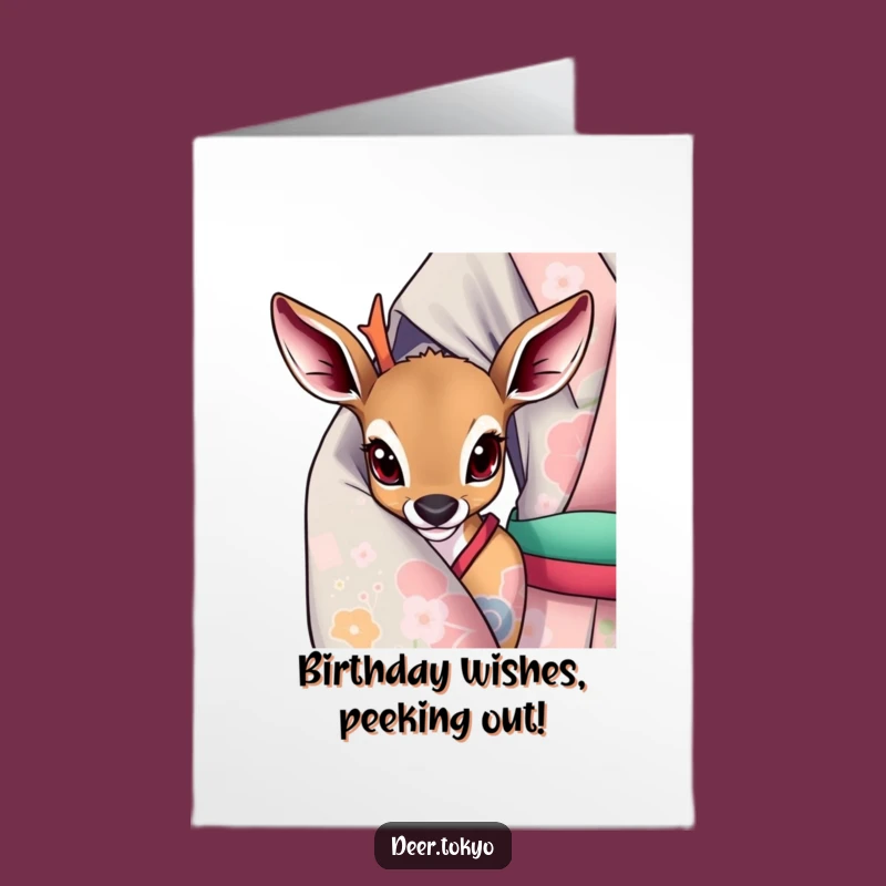 Playful Free Printable Birthday Card: Curious Deer Peeking - Instant Download Fun