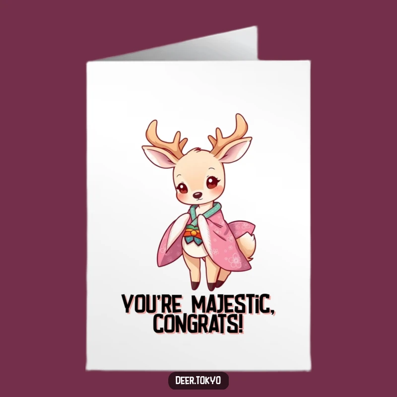 Free Printable Deer Kimono Congrats Card - Elegant Downloadable Art for Achievements