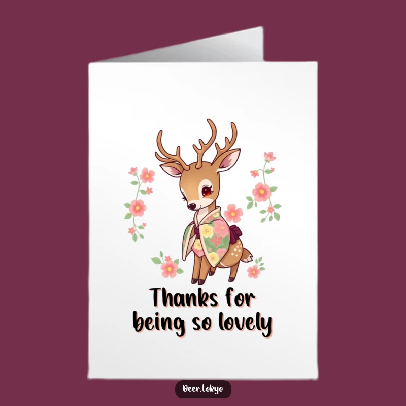 Elegant Free Printable Thank You Card: Deer's Floral Gratitude - DIY Gift