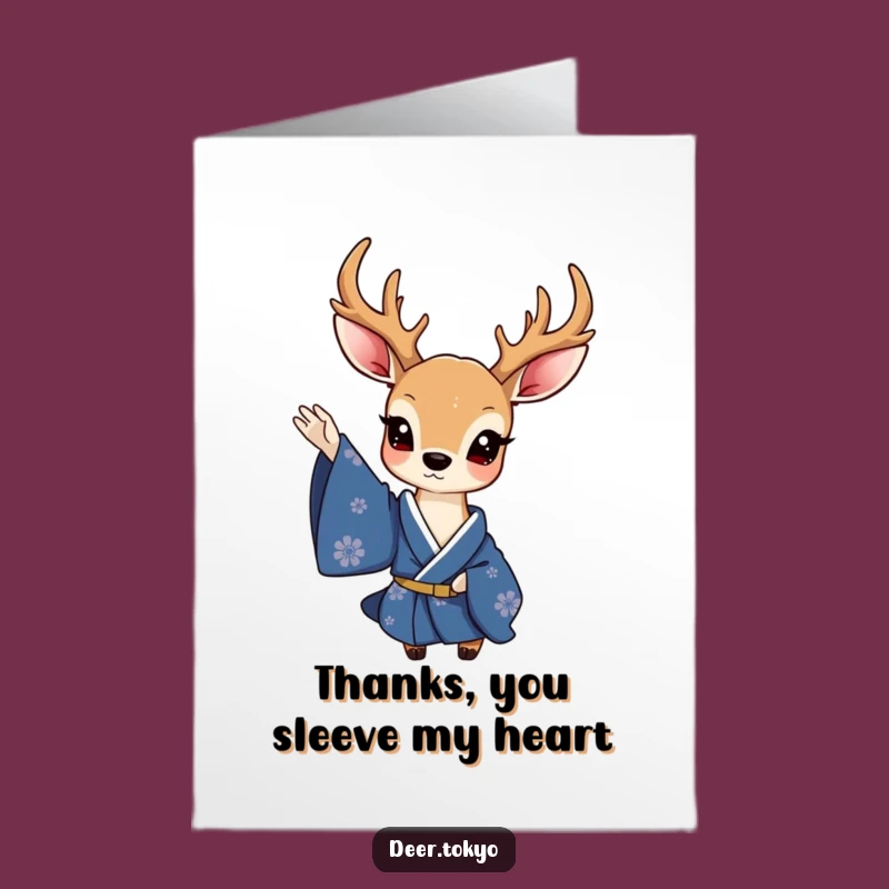 Free Printable Thank You Card: Charming Deer Kimono, Elegant Downloadable Appreciation