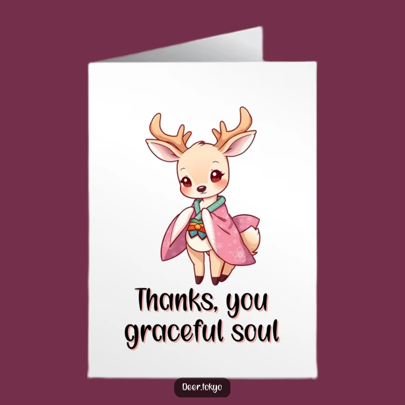 Free Printable Deer Kimono Thank You Card - Stylish Downloadable Note of Thanks