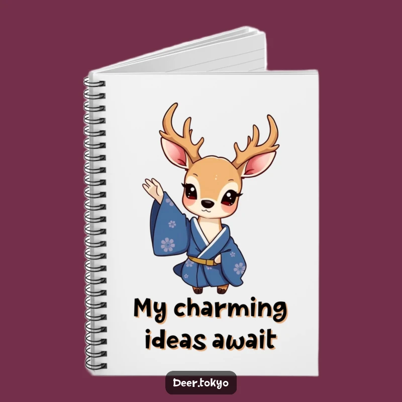 Funny Charming Deer Blue Kimono Notebook - Journal with Elegant Humor