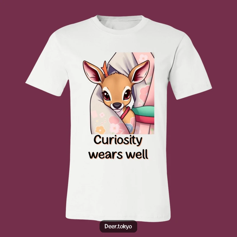 Playful Deer Kimono T-Shirt: Cute Peek-a-Boo Design for Everyday Fun
