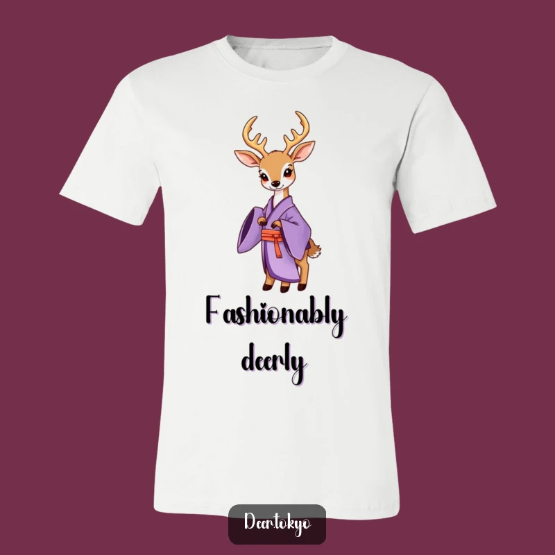 Funny Purple Kimono Deer T-Shirt: Flowing Sleeves, Elegant Design, Great Gift
