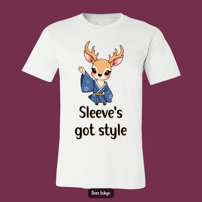 Funny Charming Deer Blue Kimono T-Shirt - Sophisticated Humor Wear