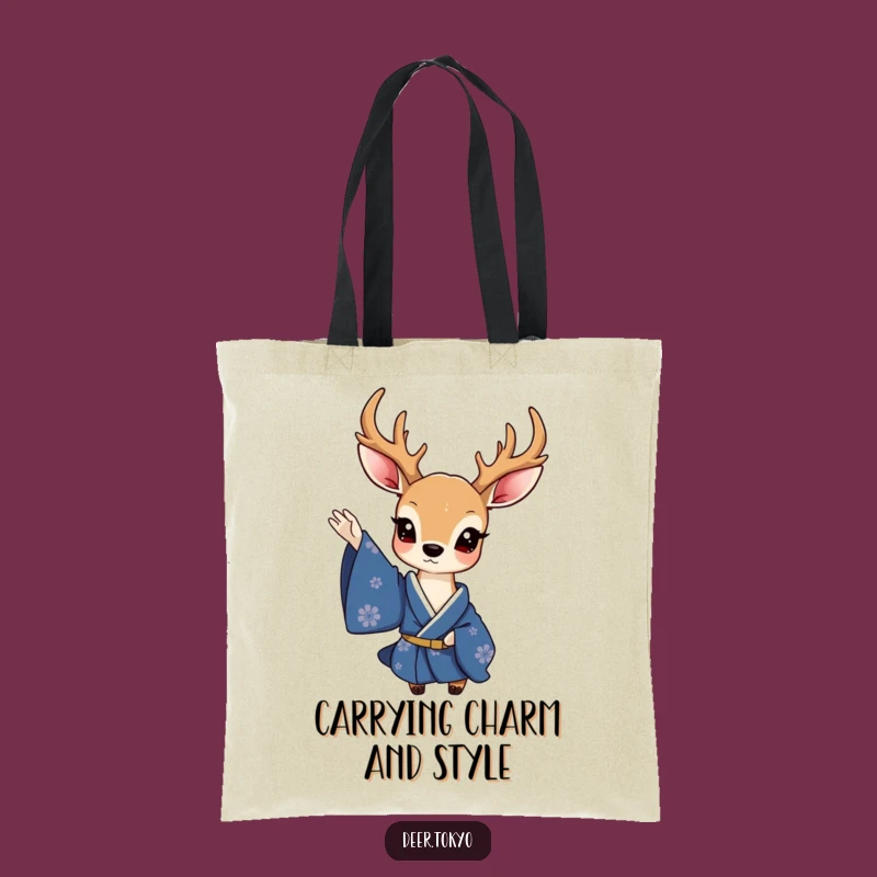 Funny Charming Deer Blue Kimono Tote Bag - Stylish & Humorous Accessory