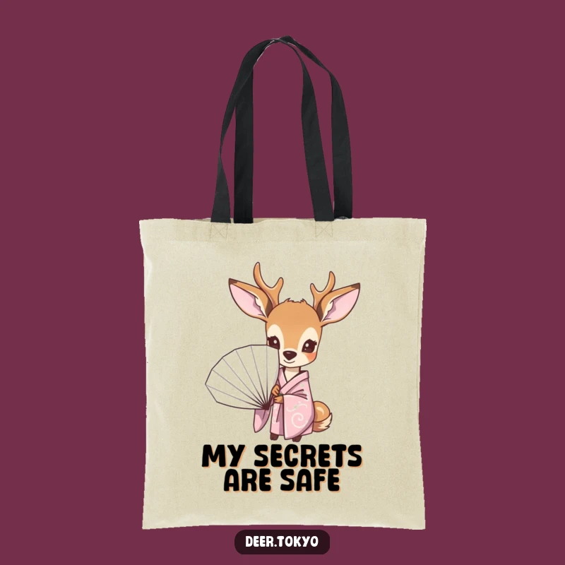 Funny Curious Deer Pastel Kimono Fan Tote Bag - Stylish & Humorous