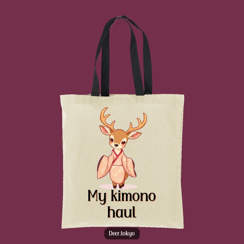 Elegant Deer Kimono Tote Bag: Carry Your Essentials with Artistic Flair
